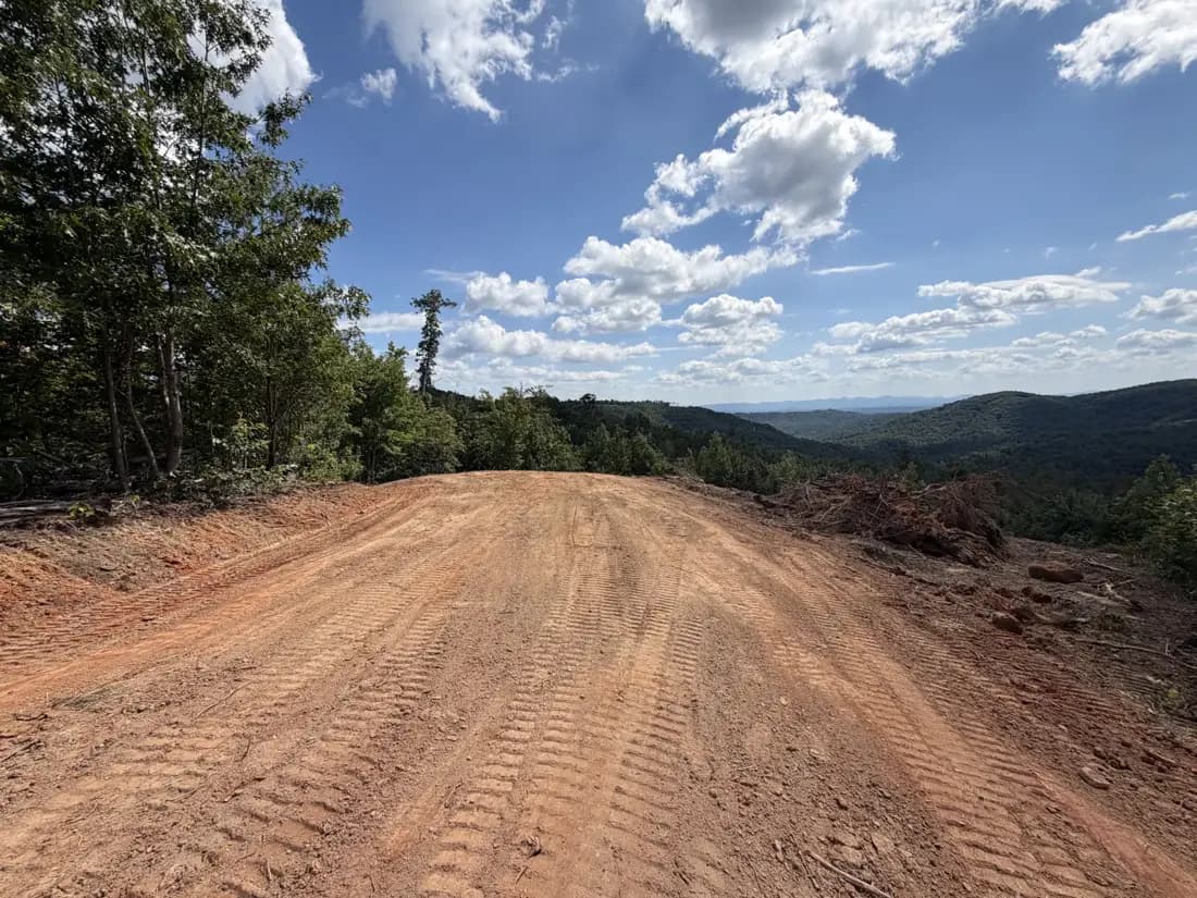 Graded driveway with a Blue Ridge mountain view